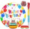 Birthday Piñata Happy Birthday Piñata Colorful Birthday Piñata with Bat Stick Blindfold Mask and Confetti for Girl Boy Birthday Theme Party Game Supplies Decor,12.6 x 12.6 x 3 Inch
